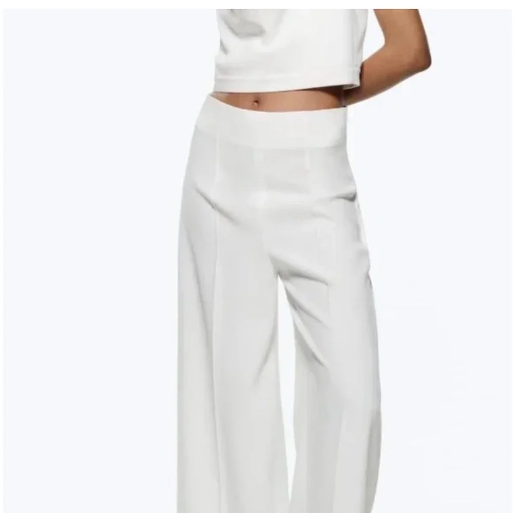 ❤️ZARA HIGH WAIST WHITE CULOTTES TROUSERS PANTS-SZ XS🖤NWT